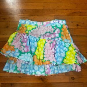 Pastel Multi-Color Ruffled A-Line Mini Skirt